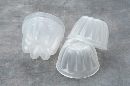 Plastic pudding mold, close up