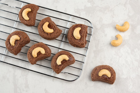Choco Cashew Cookies, chocolate cookies with cashew nut, popular during Eid Al Fitr in Indonesia