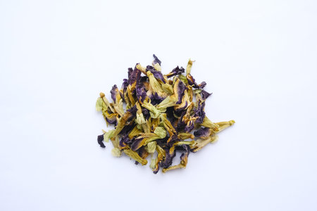 Dried Blue Butterfly Pea flower or Clitoria ternatea for herbal teaの写真素材