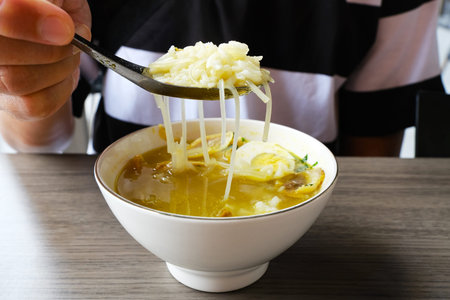 Soto Ayam Lamongan, traditional chicken soup from Indonesiaの写真素材