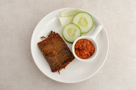 Empal Gepuk, Fried Beef Chunks with spice and herb, Indonesian foodの写真素材