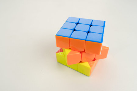A Rubik's cube, a mathematical problem, colorful cubes
