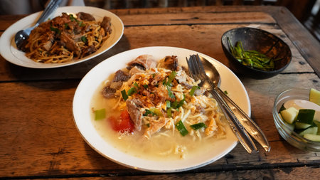 Mie Jawa or Bakmie Jawa, Javanese traditional noodle. Indonesian food