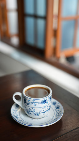 A cup of coffee. Kopitiam, traditional coffeeshop popular in Malaysiaの写真素材