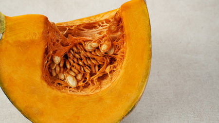 Fresh Pumpkin Slice or Labu Kuningの写真素材