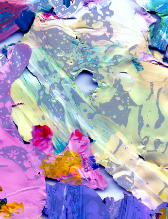 Dried pigment acrylic color blocks. Multicolored abstract art background.の写真素材