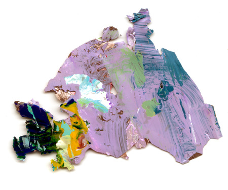 Dried pigment acrylic color blocks. Multicolored abstract art background.の写真素材