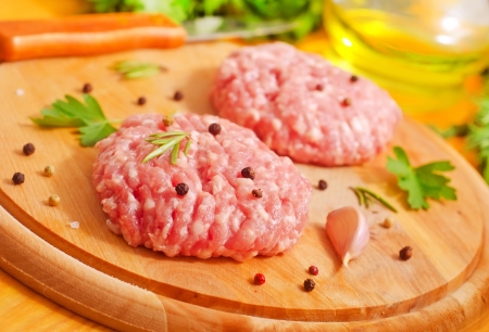 Raw meat balls with aroma spiceの写真素材