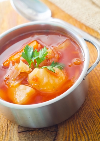 Delicious veal stew soup with meat and vegetables の写真素材