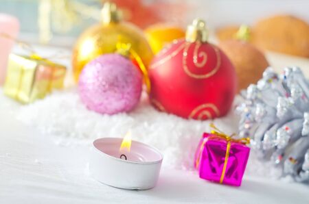 Candle and christmas decorationの写真素材