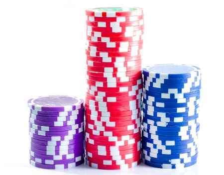 Chips for poker isolation on white backgroundの写真素材