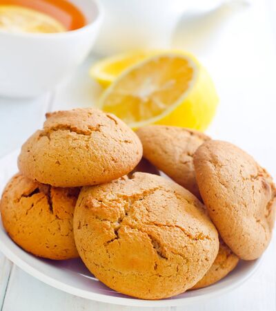Sweet cookies with fresh teaの写真素材