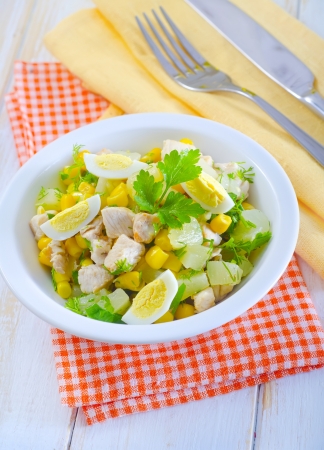 Fresh salad with chickenの写真素材