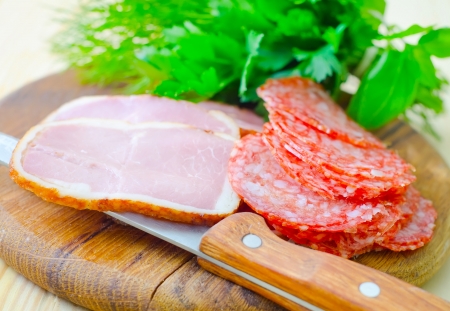 salami and hamの写真素材