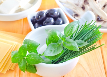 ingredients for lasagnaの写真素材