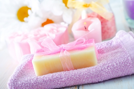 Soap on the towelの写真素材