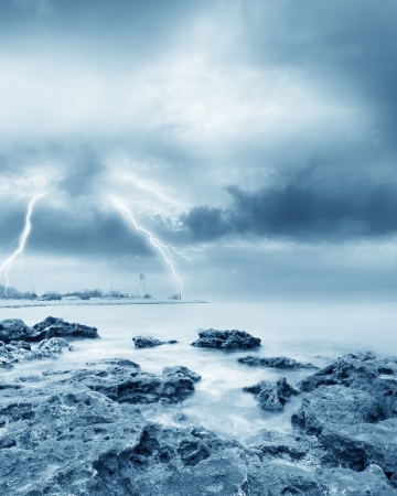 storm on the seaの写真素材