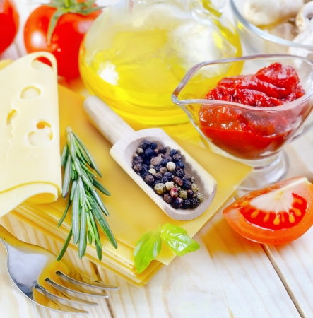 ingredients for lasagnaの写真素材