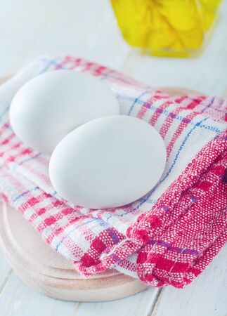 raw eggsの写真素材