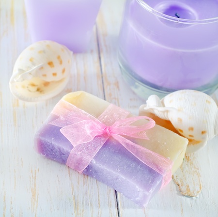 soap and candleの写真素材