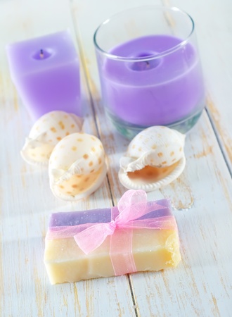 soap and candleの写真素材