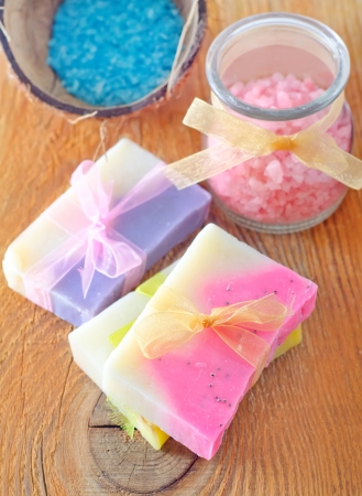 soap and saltの写真素材