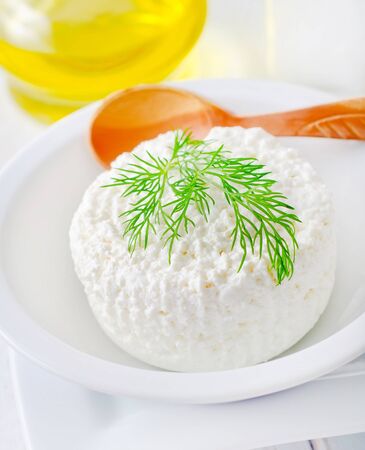 Fresh cottage  in the white bowlの写真素材