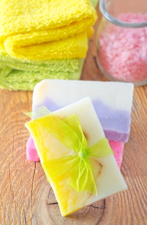 soap and saltの写真素材