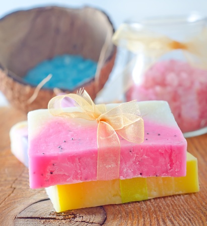soap and saltの写真素材