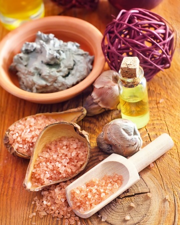 sea salt and oilの写真素材