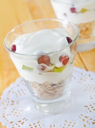 oat flakes with yogurtの写真素材
