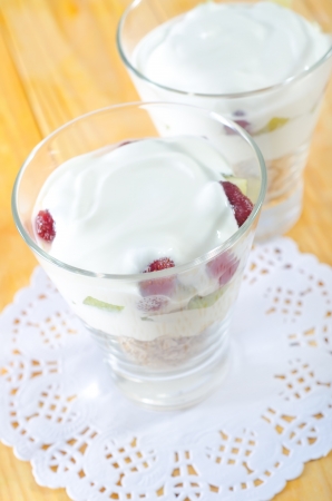 oat flakes with yogurtの写真素材