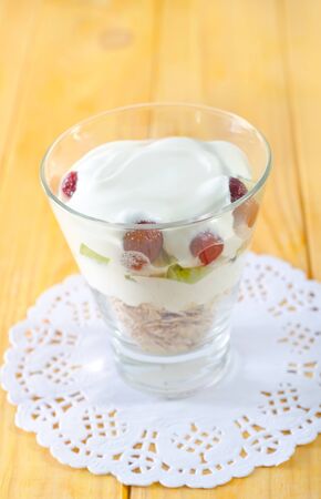 oat flakes with yogurtの写真素材