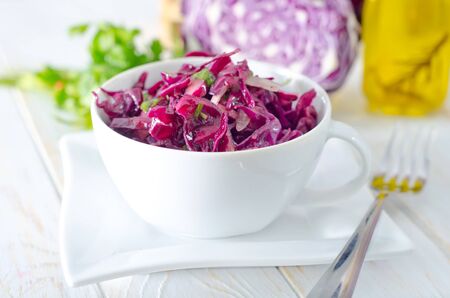salad with blue cabbageの写真素材