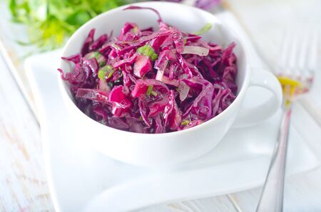 salad with blue cabbageの写真素材