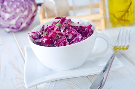salad with blue cabbageの写真素材
