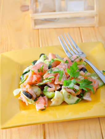 salad with salmonの写真素材