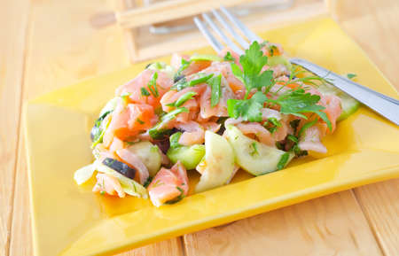 salad with salmonの写真素材