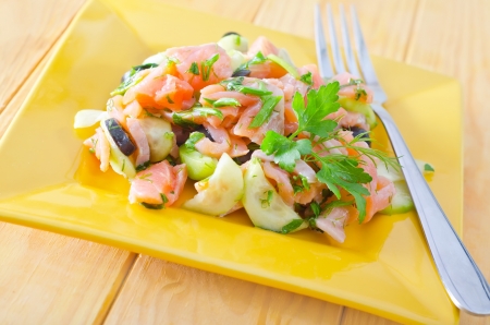 salad with salmonの写真素材