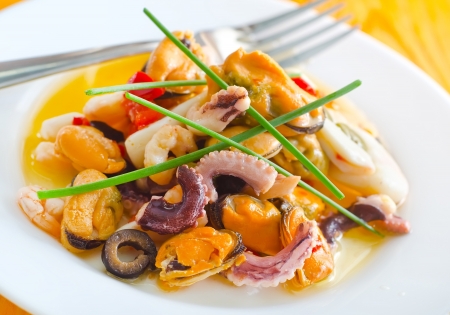 salad with seafoodの写真素材