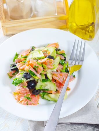 salad with salmonの写真素材
