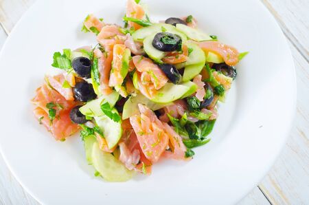 salad with salmonの写真素材