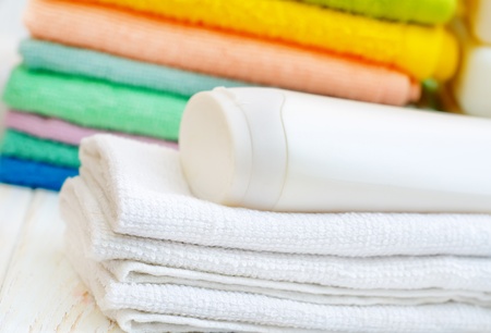 towels and shampooの写真素材