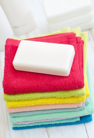 soap and towelsの写真素材