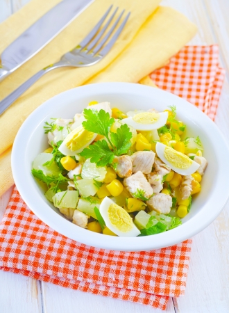 Fresh salad with chickenの写真素材