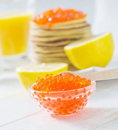 pancakes with caviarの写真素材