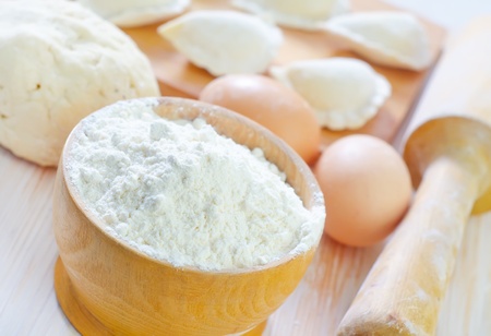 ingredients for dough and dumplingの写真素材