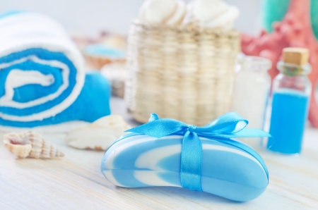 Soap and towelsの写真素材