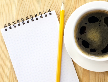 coffee cup and noteの写真素材