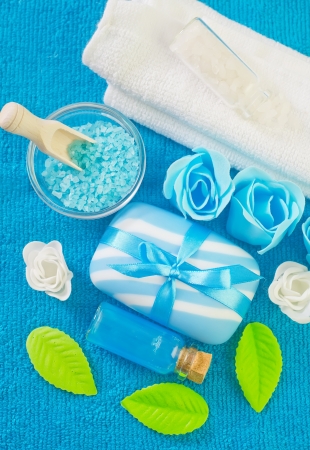 sea salt,soap and oilの写真素材